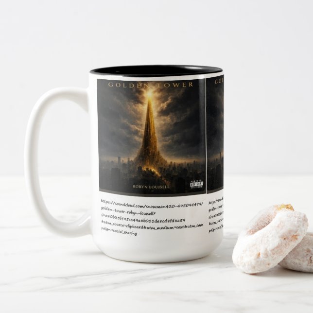 Golden Tower  Two-Tone Coffee Mug (With Donut)