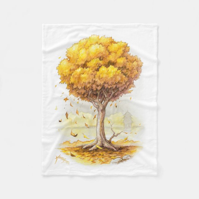 Golden Tranquillity Fleece Blanket (Front)