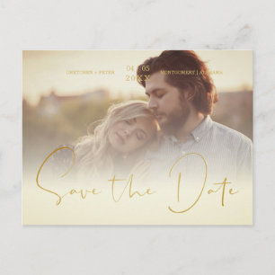 Golden Transparency Effect Elegant Photo Wedding Postcard