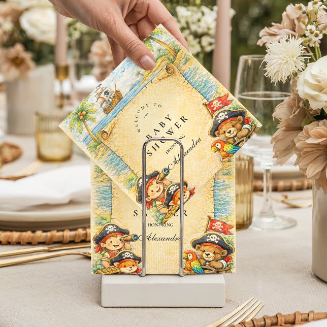 Golden Treasure Pirate Baby Shower Napkin (Creator Uploaded)