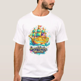 Golden Treasure Ship Abundance Wall Art T-Shirt