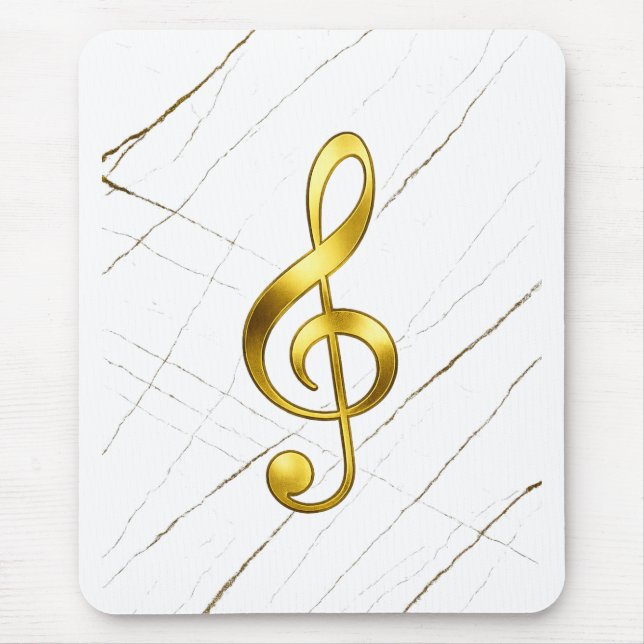 Golden Treble Clef Marble Music Tech Mouse Pad (Front)