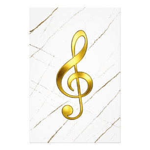 Golden Treble Clef Marble Wall Art