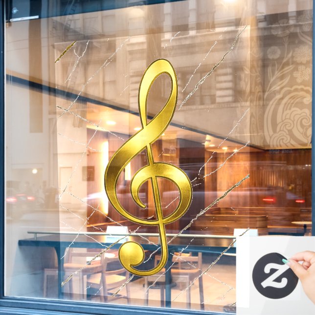 Golden Treble Clef Marble Wall Art (Cafe Window)