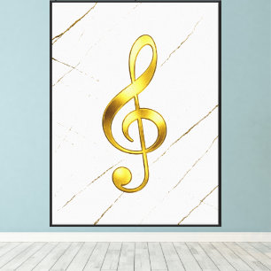 Golden Treble Clef Marble Wall Art
