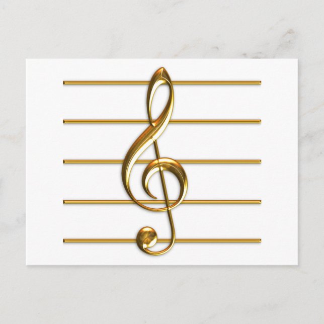 Golden Treble Clef Postcard (Front)