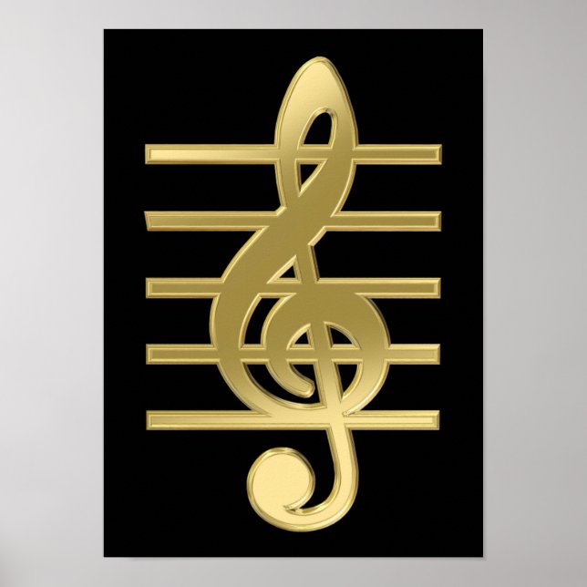 Golden treble clef poster (Front)