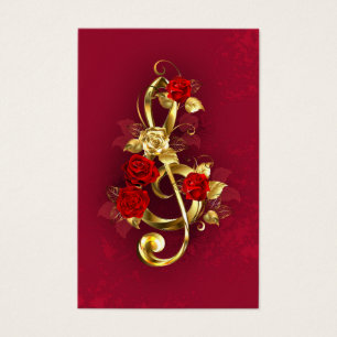 Golden Treble Clef with Rose Flowers