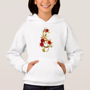 Golden Treble Clef with Rose Flowers