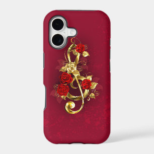 Golden Treble Clef with Rose Flowers