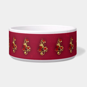 Golden Treble Clef with Rose Flowers