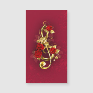 Golden Treble Clef with Rose Flowers