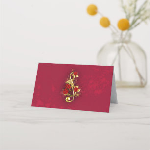 Golden Treble Clef with Rose Flowers Appointment Card