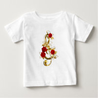 Golden Treble Clef with Rose Flowers