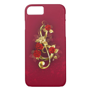 Golden Treble Clef with Rose Flowers iPhone 8/7 Case