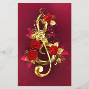 Golden Treble Clef with Rose Flowers Flyer