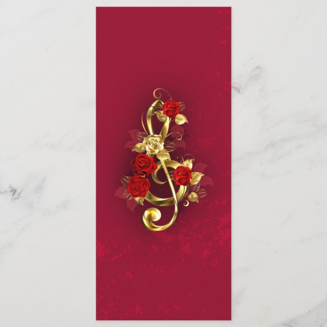 Golden Treble Clef with Rose Flowers Program (Front)