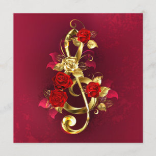 Golden Treble Clef with Rose Flowers Program