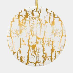 Golden Tree Bark Cracks Ceramic Ornament