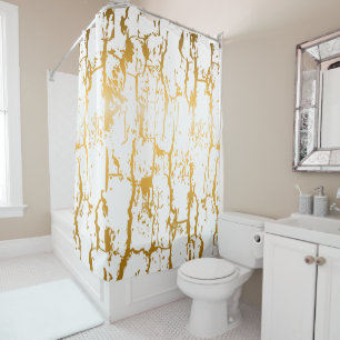 Golden Tree Bark Cracks Shower Curtain