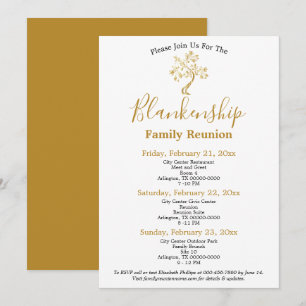 Golden Tree Black White 3-Day Family Reunion  Invitation