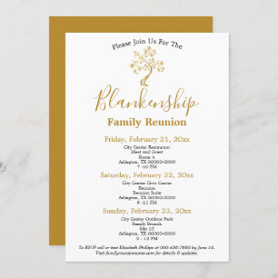 Golden Tree Black White 3-Day Family Reunion Invitation