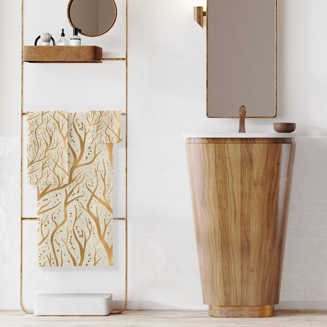 Golden Tree Branches - change background colour Bath Towel Set (Creator Uploaded)