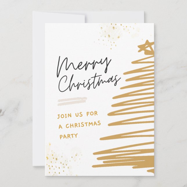 Golden Tree Christmas Party  Invitation (Front)