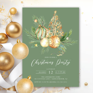 Golden Tree Christmas Party Invitation
