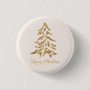 Golden Tree Merry Christmas 3 Cm Round Badge