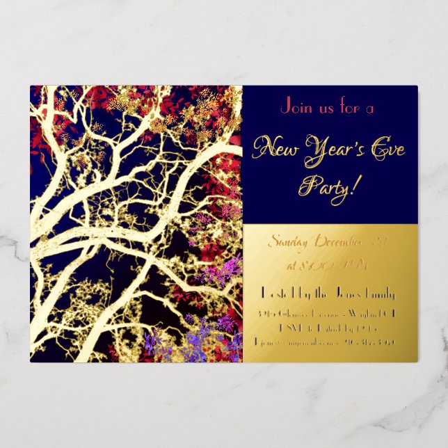Golden Tree multicolor leaves / new year party (Front)