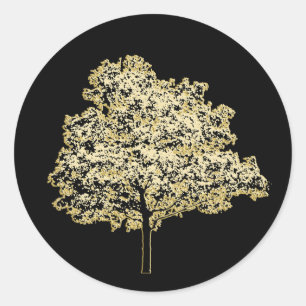 Golden Tree Nature Original art Classic Round Sticker