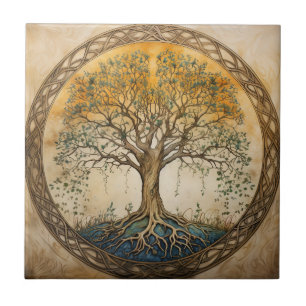Golden Tree of Life Ceramic Tile