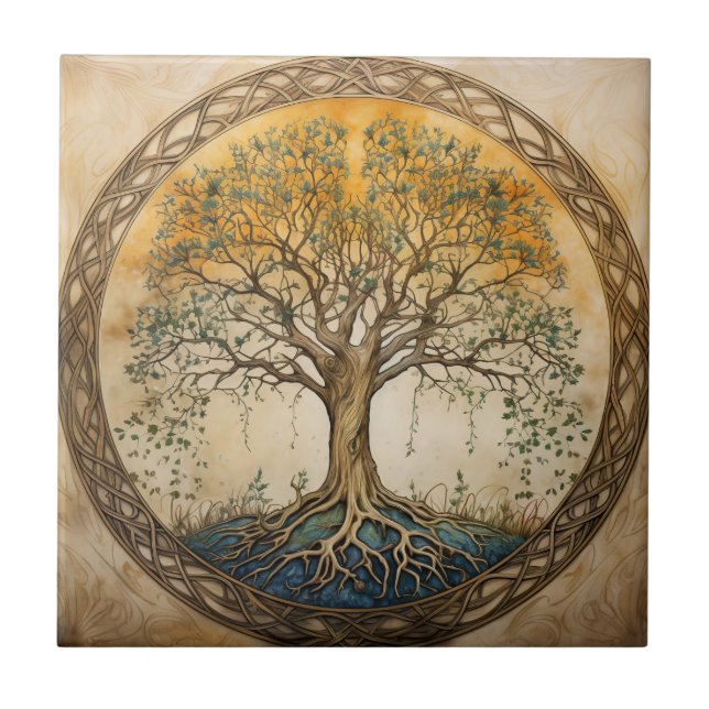 Golden Tree of Life Ceramic Tile (Front)
