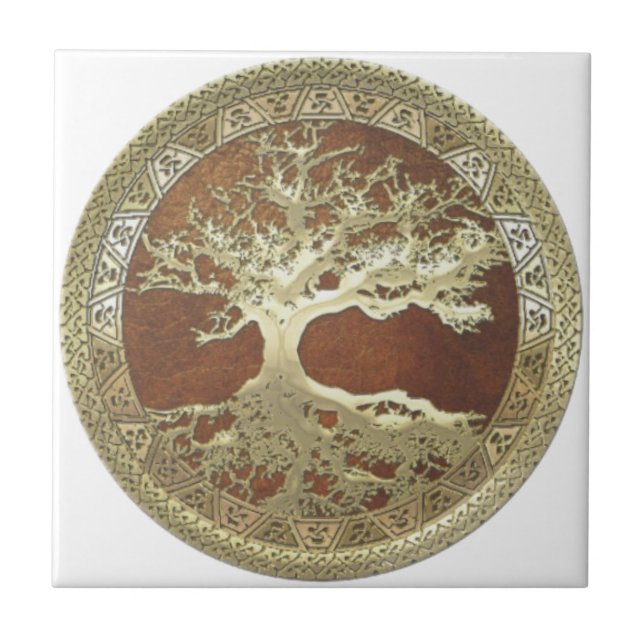 GOLDEN TREE OF LIFE CERAMIC TILE (Front)