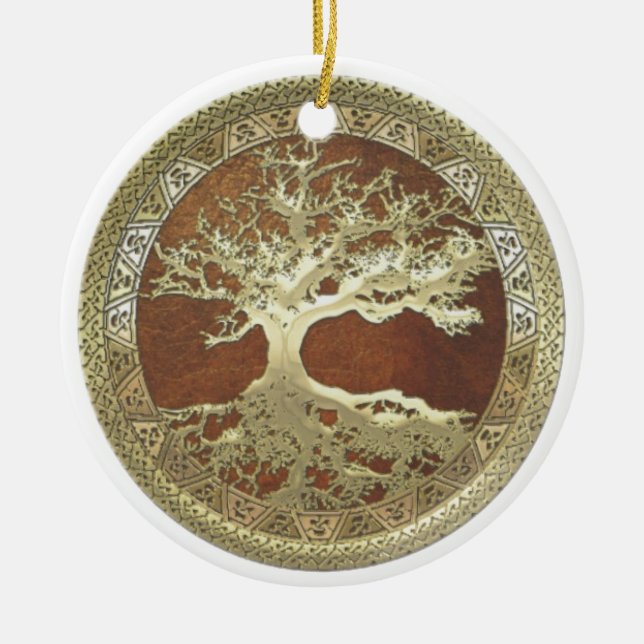 GOLDEN TREE OF LIFE CERAMIC TREE DECORATION (Front)
