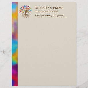 Golden Tree of life - Colourful Leaves Custom Letterhead