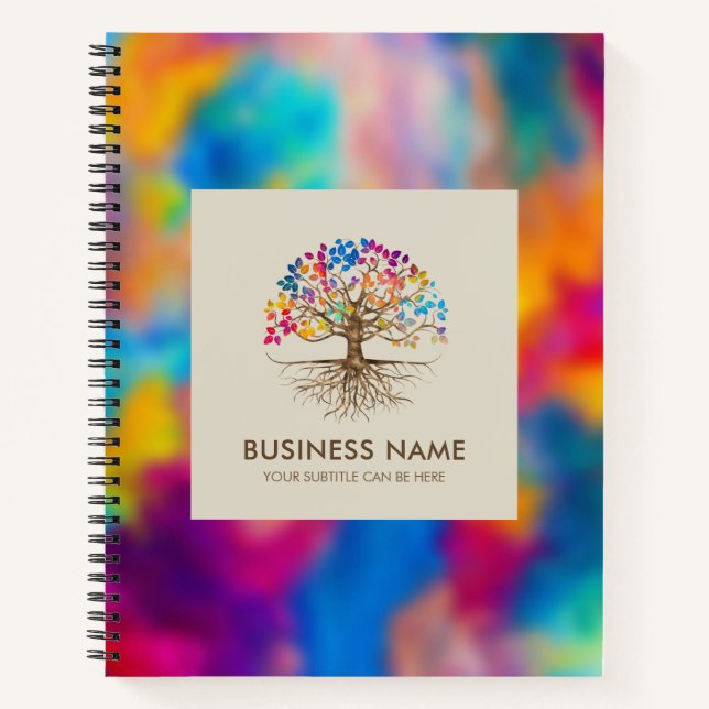 Golden Tree of life - Colourful Leaves Notebook (Front)
