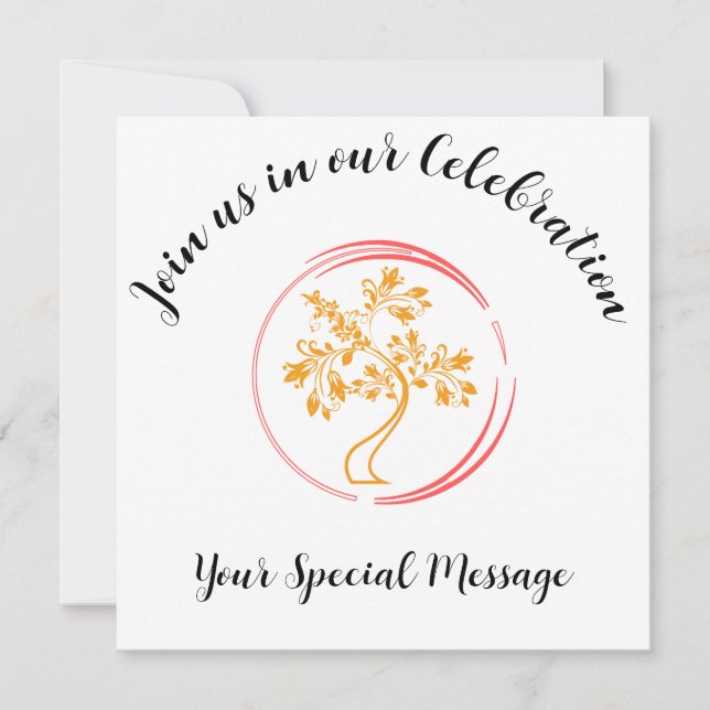 Golden Tree of Life End-of-treatment Party Invitation (Front)