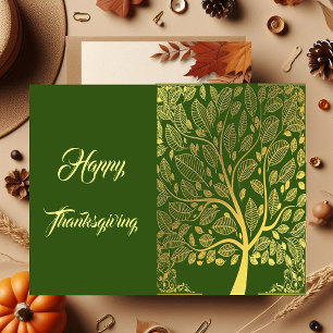 Golden Tree Of Life Fall Colour Leaves Thanksgivin Holiday Postcard