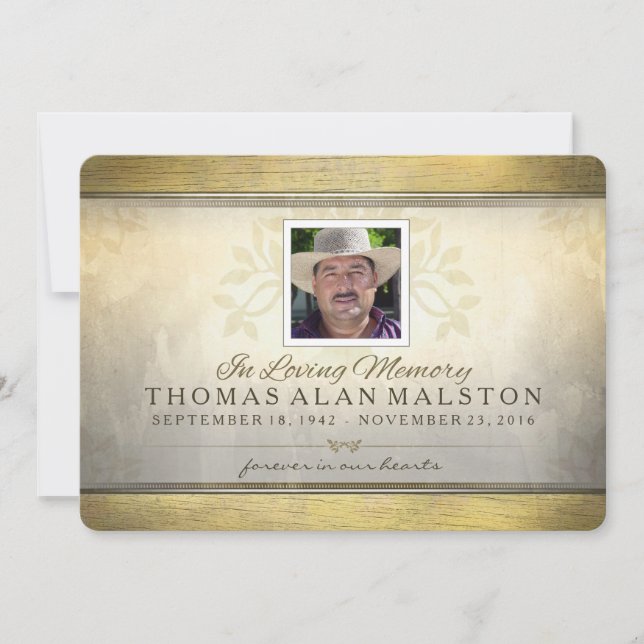 Golden Tree of Life Memorial Service Photo Invite (Front)