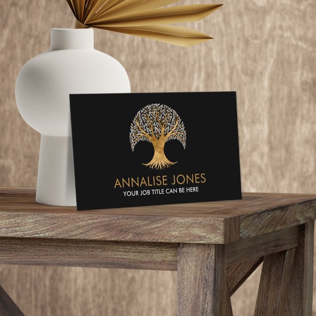Golden Tree of life - Pearl leaves Business Card (Creator Uploaded)