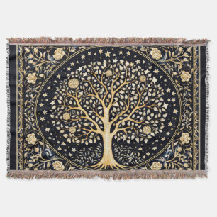 Golden Tree of Life Throw Blanket