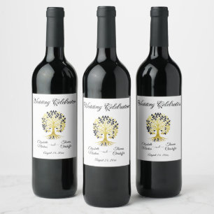 Golden Tree of Life Timeless Sophisticated Elegant Wine Label