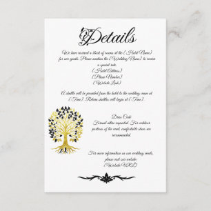 Golden Tree of Life Timeless Sophisticated Wedding Enclosure Card