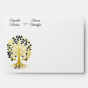 Golden Tree of Life Timeless Sophisticated Wedding Envelope