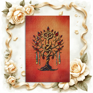 Golden Tree of Life with Red Gemstones  Jigsaw Puzzle