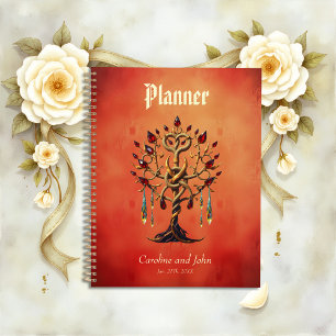 Golden Tree of Life with Red Gemstones  Planner