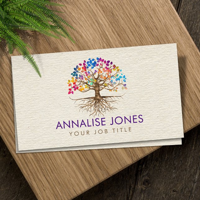 Golden Tree of life - Yggdrasil - Colourful Leaves Business Card (Creator Uploaded)