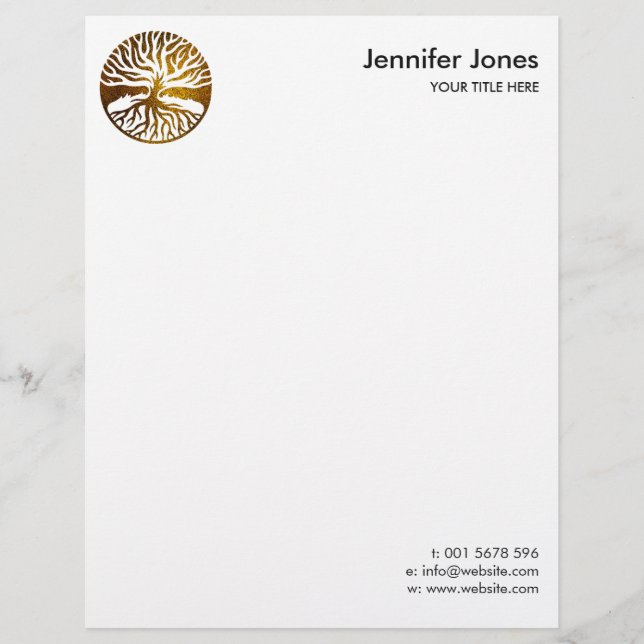 Golden Tree of life  -Yggdrasil Custom Letterhead (Front)